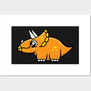 Triceratops Dinosaur (Orange and Yellow) Posters and Art